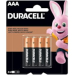 Pilha Duracell Alcalina Palito AAA 4Un