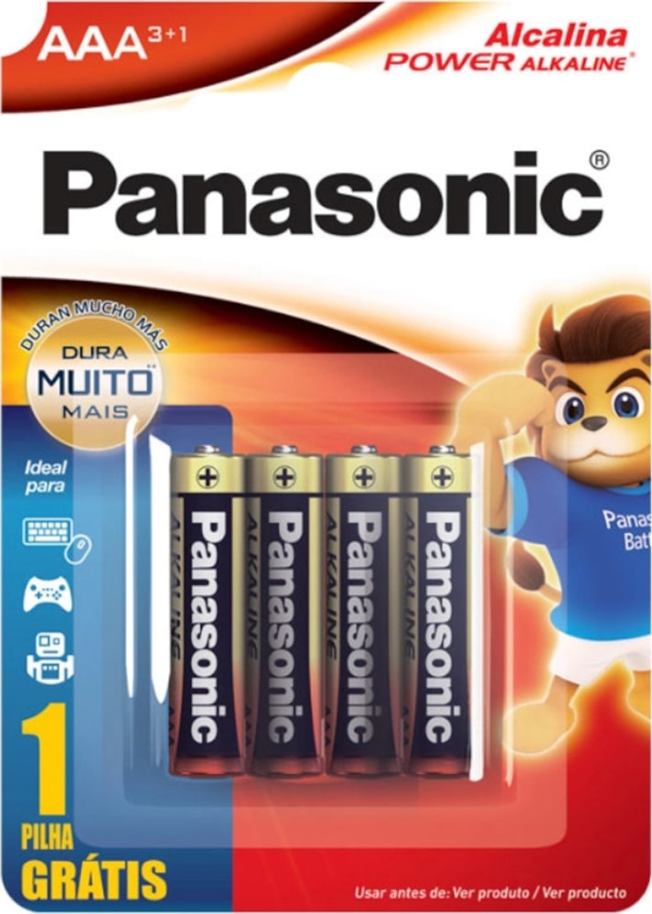 Pilha Panasonic Alcalina AAA L4P3 4Un - Destro