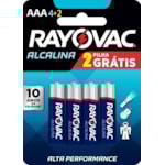 Pilha Rayovac AAA Alcalina Leve 6 Pague 4 unidades