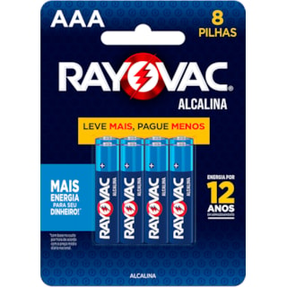 Pilha Rayovac Alcalina AAA 8Un
