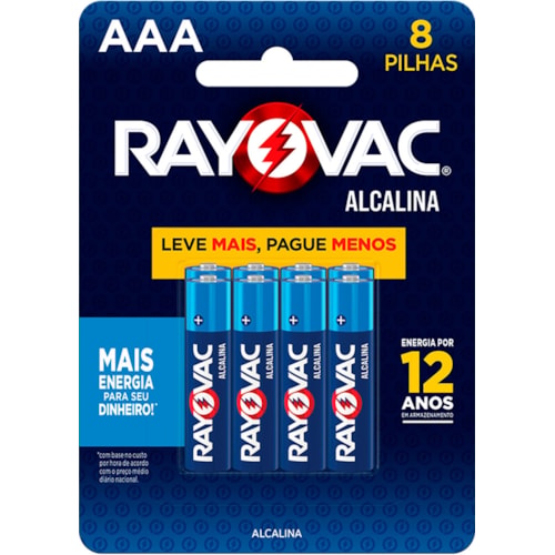 Pilha Rayovac Alcalina AAA 8Un