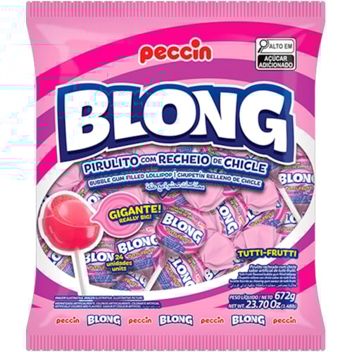Pirulito Blong Tutti-Frutty com Recheio de Chiclete 672g