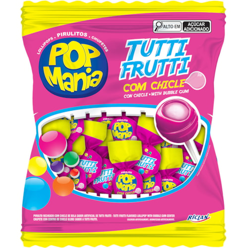 Pirulito Pop Mania Tutti Frutti Com Chicle 500g