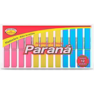 Prendedor de Roupas Paraná de Plástico Colorido 12Un