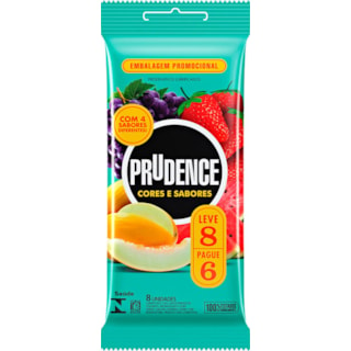 Preservativo Prudence Cores e Sabores Mix 8 Unidades