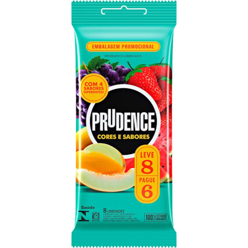 Preservativo Prudence Cores e Sabores Mix 8 Unidades