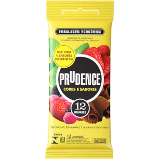 Preservativo Prudence Cores&Sabores Party Pack 12 Unidades