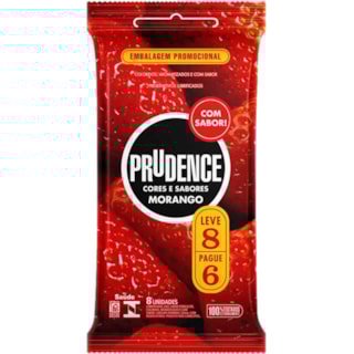 Preservativo Prudence Sabor Morango Leve 8Un Pague 6Un