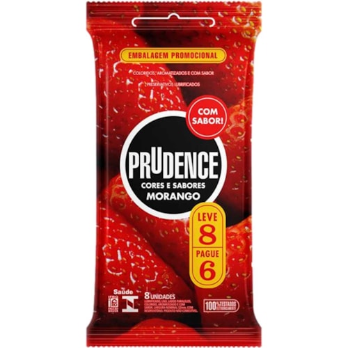 Preservativo Prudence Sabor Morango Leve 8Un Pague 6Un