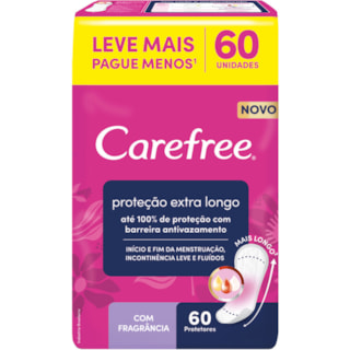 Protetor Diário Carefree Sem Abas Extra Longo Leve+Pague- 60Un