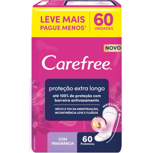 Protetor Diário Carefree Sem Abas Extra Longo Leve+Pague- 60Un