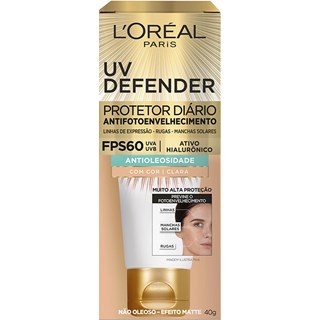 Protetor Solar Facial L'Oréal UV Defender FPS60 Claro 40g