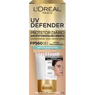 Protetor Solar Facial L'Oréal UV Defender FPS60 Médio 40g