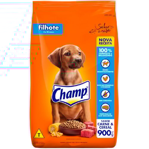 Ração Champ para Cães Filhotes Sabor Carne e Cereal 900g