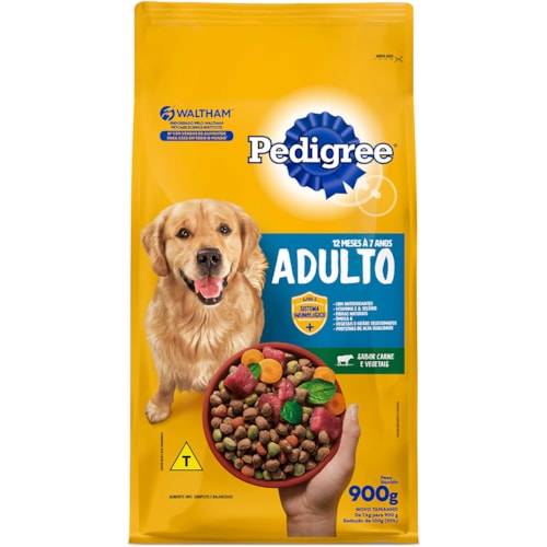 Ração de Cachorro Pedigree Carne e Vegetais Para Adultos 900g