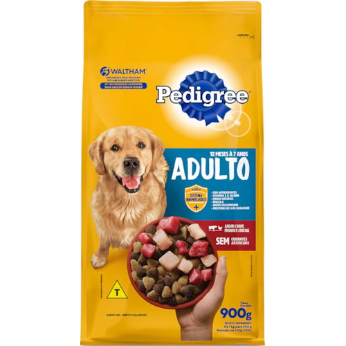 Ração de Cachorro Pedigree Carne, Frango e Cereais Para Adultos 900g