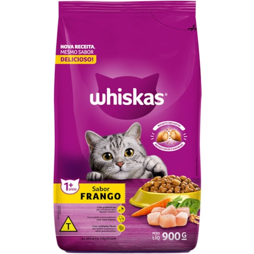 Ração de Gato Whiskas Sabor Frango Para Adultos 900g