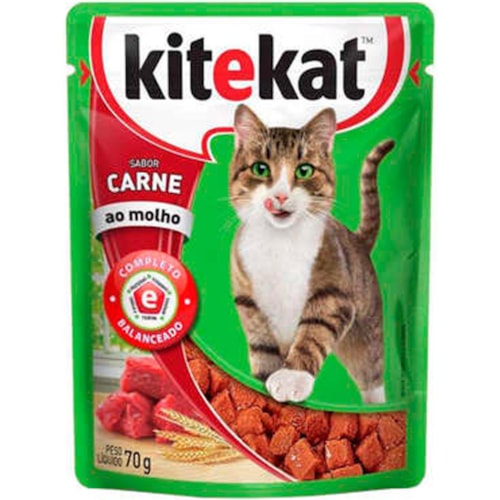 Ração Kitekat Adulto Sabor Carne Ao Molho Sachet 70g