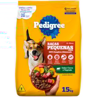 Ração Pedigree para Raças Pequenas Adultos Carne e Vegetais 15kg