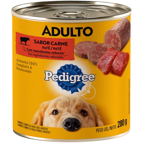 Ração Úmida Pedigree Lata Patê Sabor Carne 280g