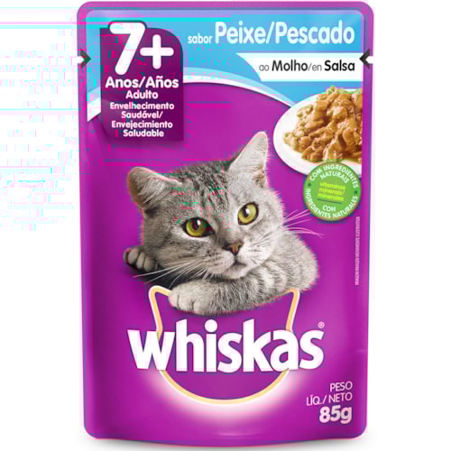 Ração Úmida Whiskas Sachê para Gatos Adultos 7+ Anos Sabor Peixe 85g