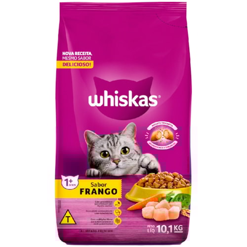 Ração Whiskas para Gatos Adultos Sabor Frango 10,1kg