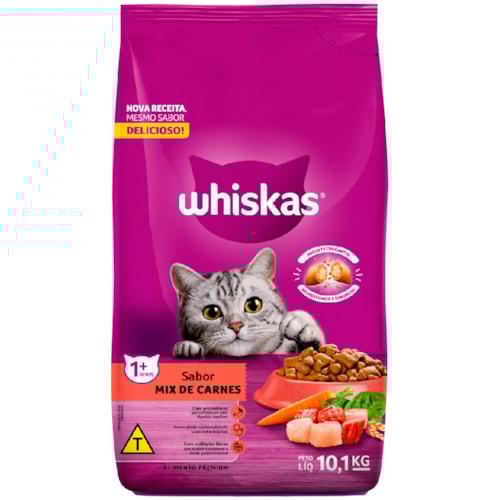Ração Whiskas para Gatos Adultos Sabor Mix de Carnes 10,1kg
