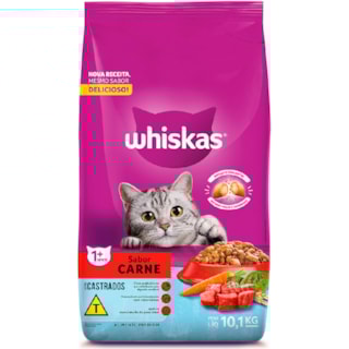 Ração Whiskas para Gatos Castrados Sabor Carne 10,1kg