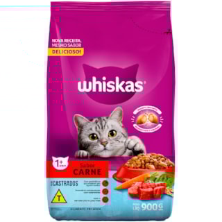 Ração Whiskas para Gatos Castrados Sabor Carne 900g