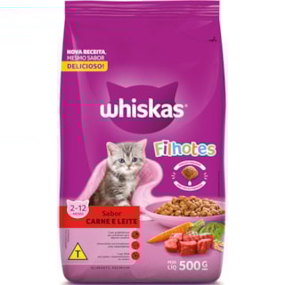 Ração Whiskas para Gatos Filhotes Sabor Carne e Leite 500g