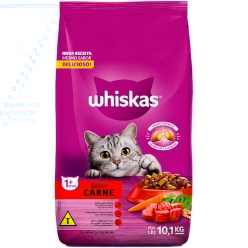 Ração Whiskas Sabor Carne para Adultos 10,1kg