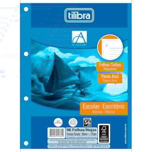 Refil Tilibra para Caderno Argolado Universitário Académie 96FL