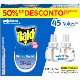 Repelente Elétrico Líquido Raid Refil 2UN de 32,9ml