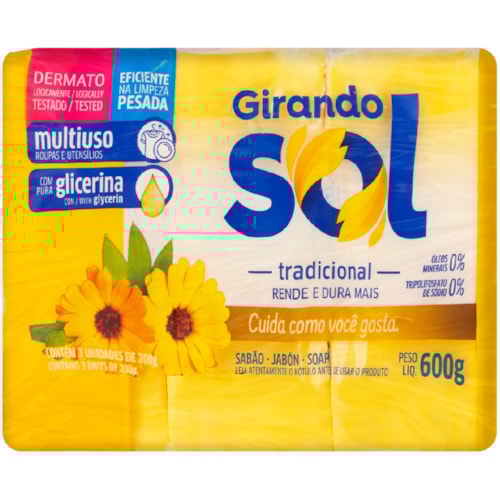 Sabão em Barra Girando Sol Tradicional 3x200g