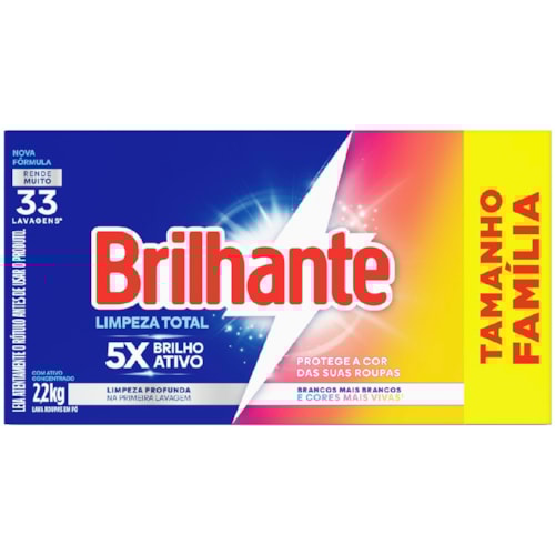 Sabão em Pó Brilhante Limpeza Total 2,2kg