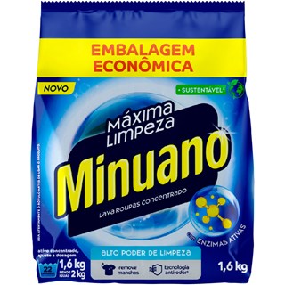 Sabão em Pó Minuano Máxima Limpeza Sachet 1,6kg Embalagem Econômica