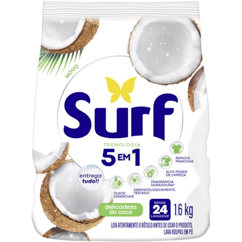 Sabão em Pó Surf Delicadeza do Coco Sachet 1,6Kg