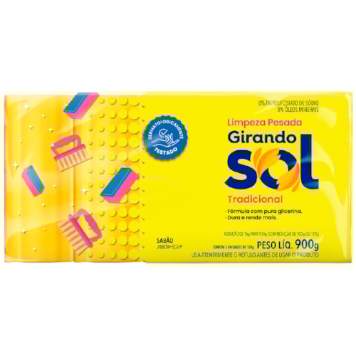 Sabão Girando Sol Tradicional 900g