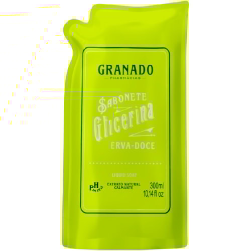 Sabão Líquido Granado Glicerinado Erva Doce Refil 300ml