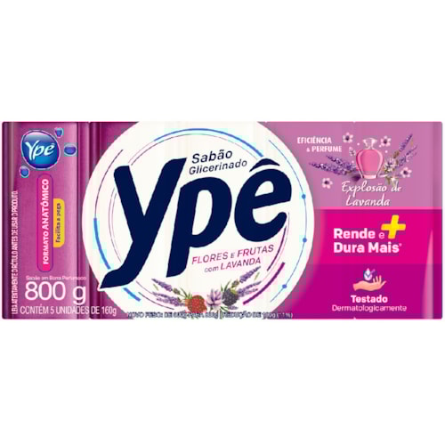 Sabão Ypê Glicerinado Flores e Frutas com Lavanda 12x800g