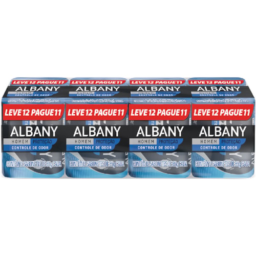 Sabonete Albany Masculino Controle de Odor em Barra 85g Leve 12 Pague