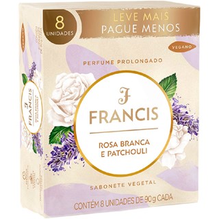 Sabonete Francis em Barra Rosa Branca e Patchouli 8x90g Promocional