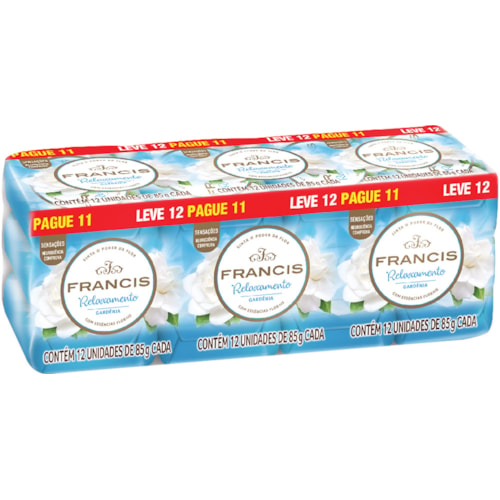 Sabonete Francis Suave Relaxamento Gardênia 85g Leve 12 Pague 11