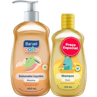 Sabonete Líquido Baruel Baby Glicerina 400ml + Shampoo Suave 210ml
