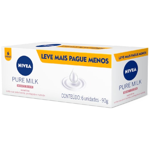 Sabonete Nivea Pure Milk Beauty Elixir Barra 6x90g Promo