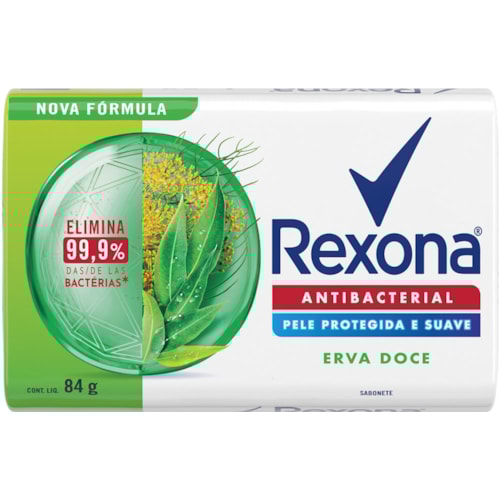Sabonete Rexona Antibacterial Erva Doce Em Barra 84g