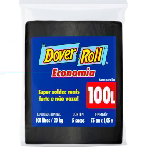 Saco de Lixo Dover Roll Economia 100L 5 Unidades