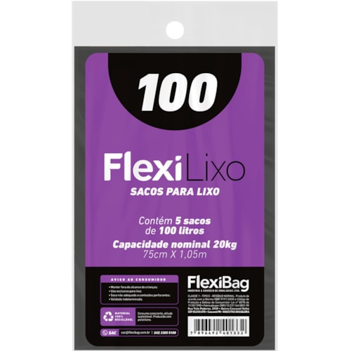 Saco de Lixo Flexi 100L 5Un