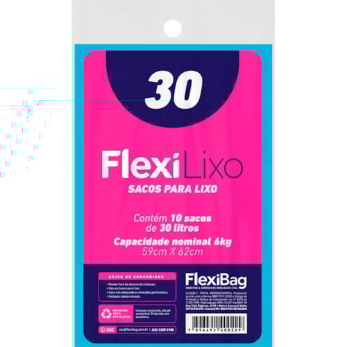 Saco de Lixo FlexiLixo Almofada 30L 10Un