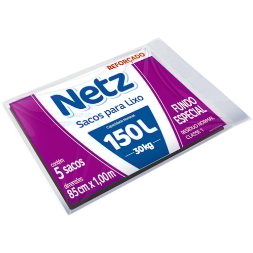 Saco de Lixo Netz Reforçado Almofada 150L 5Un